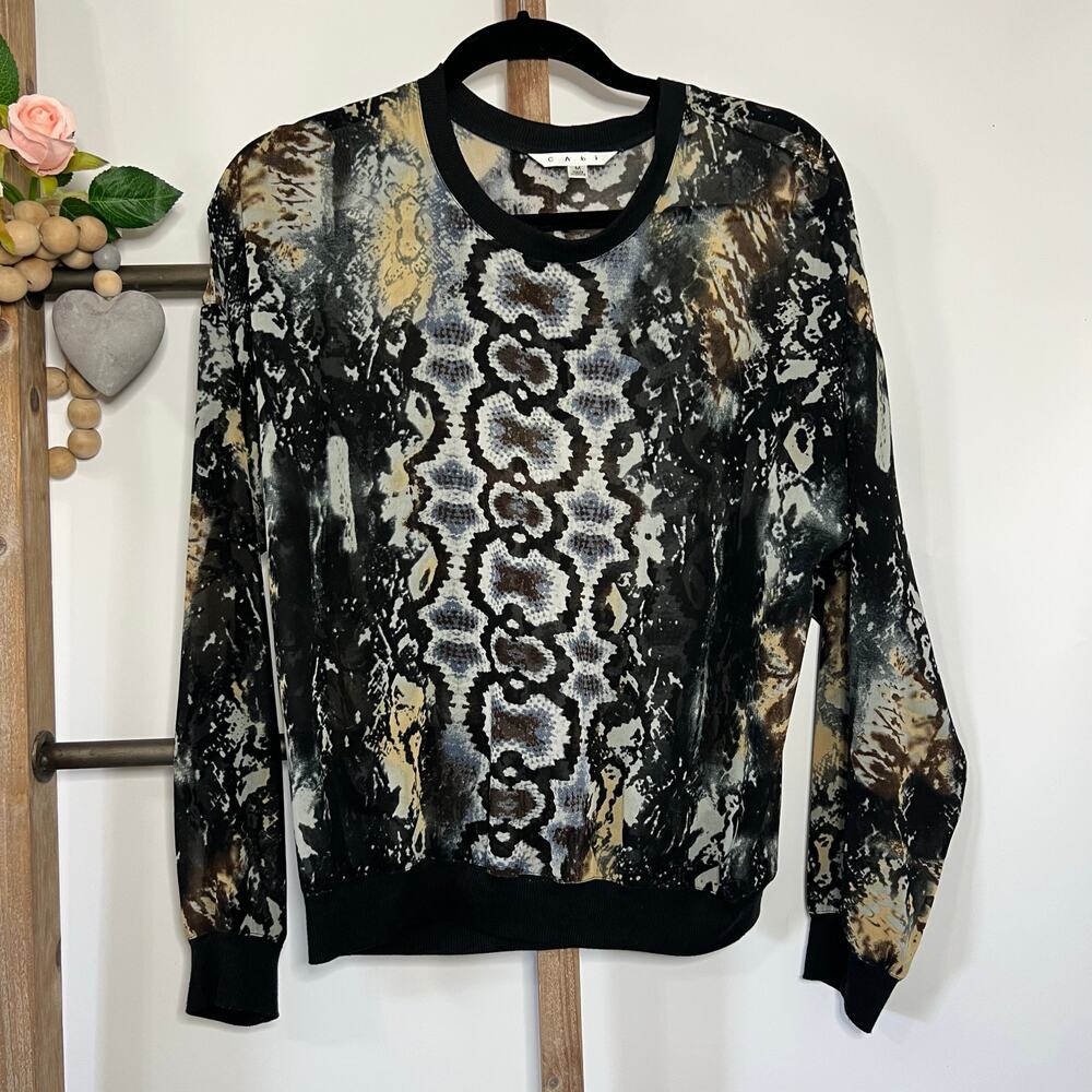 Cabi 572 Long Sleeve Sheer Python Chiffon Blouse … - image 2